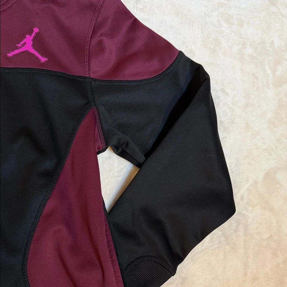 Jordan Girls Therma-FIT Zip Up Hoodie Jacket Burgundy Black Pink Activewear M